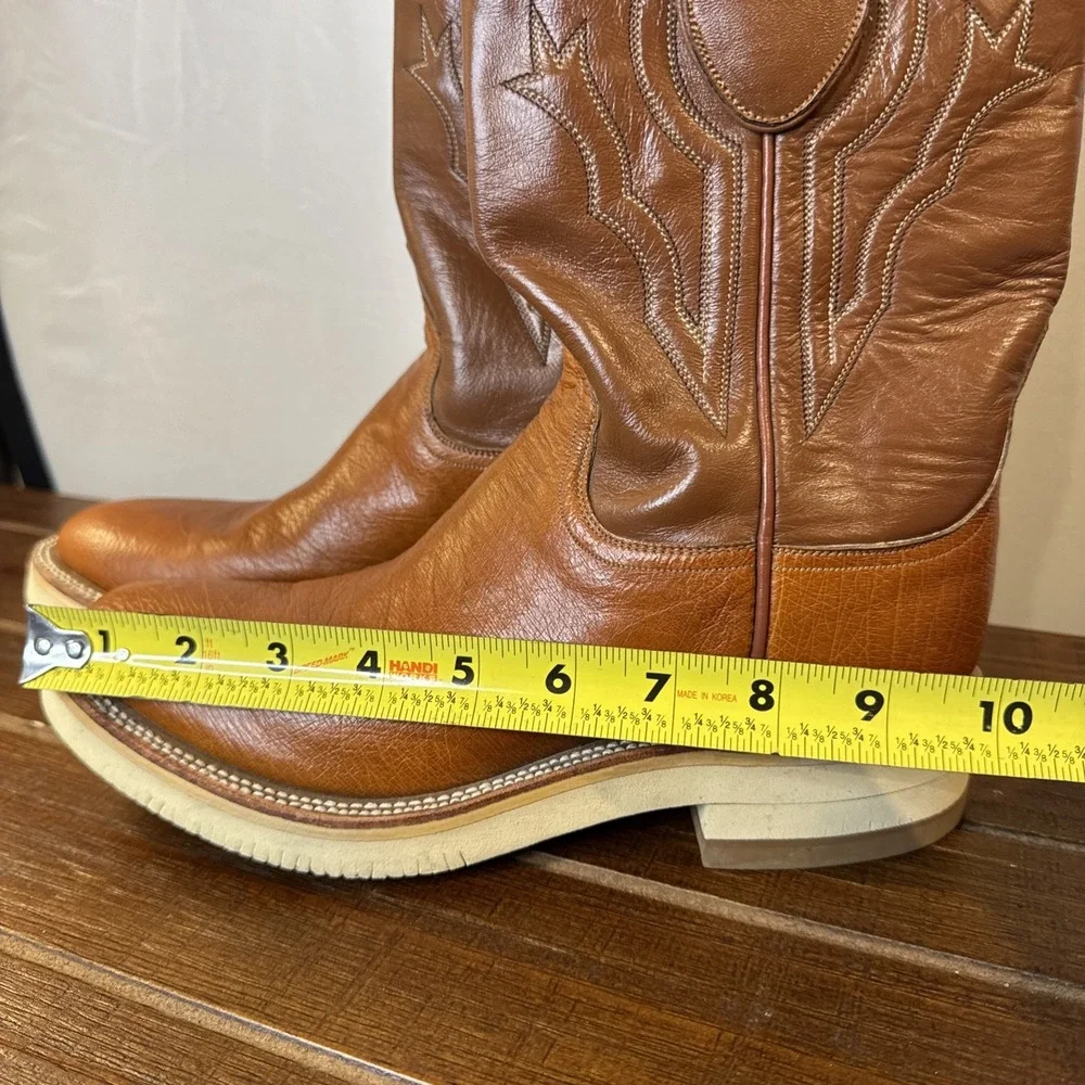 Vintage Ammons Western Roper Boots Brown Handcraft Leather Crepe Sole Men's 6.5*